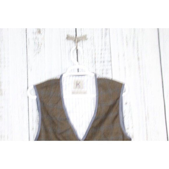 Scott James Tweed Checkered Waistcoat Vest Brown Size Large - Picture 2 of 11